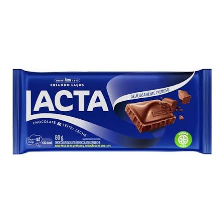 TABLETE LACTA  AO LEITE 80GRS